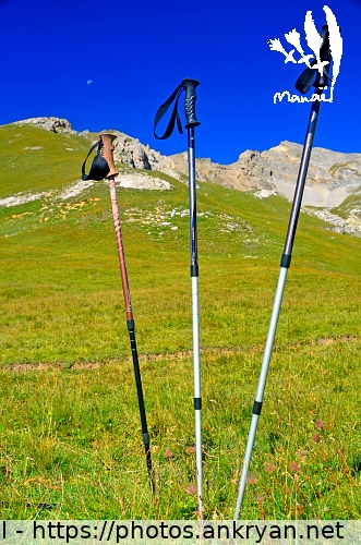 Bâtons de marche, alpage de la Loza (Tour des Glaciers de la Vanoise / Trekking / France) © Philippe Manaël