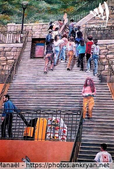 Mur peint des Canuts : escalier de Croix-Rousse (Lyon / Ville / France / Rhône-Alpes - FR-69) © Philippe Manaël