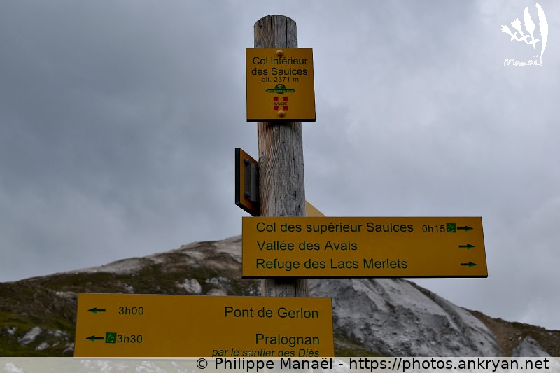 Col inférieur des Saulces, panneau (Savoie : Petit Mont Blanc / Balade / France / Savoie - FR-73) © Philippe Manaël