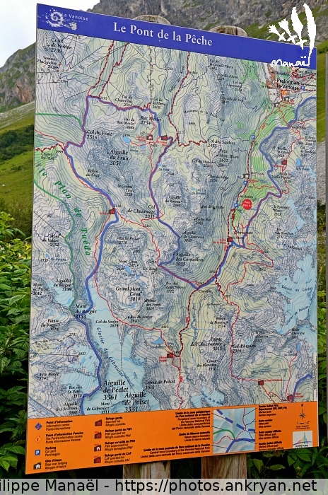 Carte du Pont de la Pêche (Savoie : Pralognan, Les Prioux / Balade / France / Savoie - FR-73) © Philippe Manaël