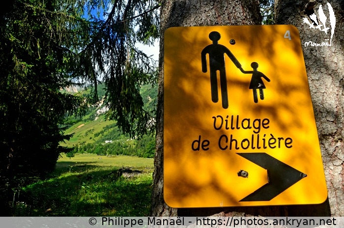 Panneau, village de Cholière (Savoie : Pralognan, Les Prioux / Balade / France / Savoie - FR-73) © Philippe Manaël
