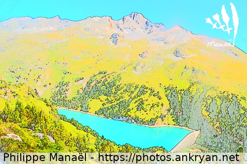 Le Plan d'Amont, dessin (Tour des Glaciers de la Vanoise / Trekking / France / Savoie - FR-73) © Philippe Manaël